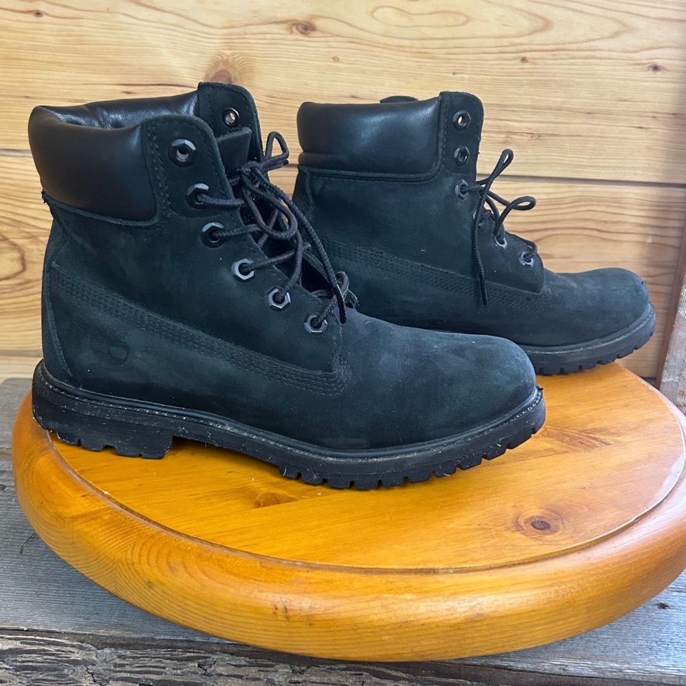 Timberland Premium Black Nubuck Waterproof Boots Mens 7.5 M Work Boots Hiking